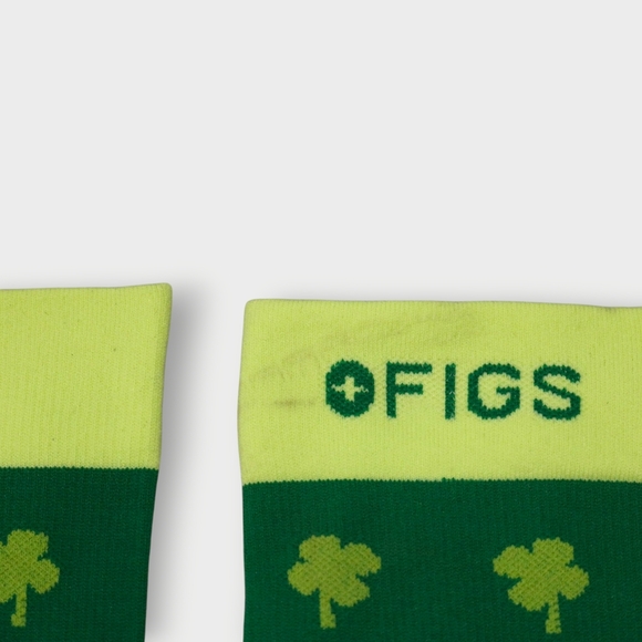 FIGS Compression Socks Lucky 4 Leaf Clover Green One Size Padded Socks - Picture 5 of 8